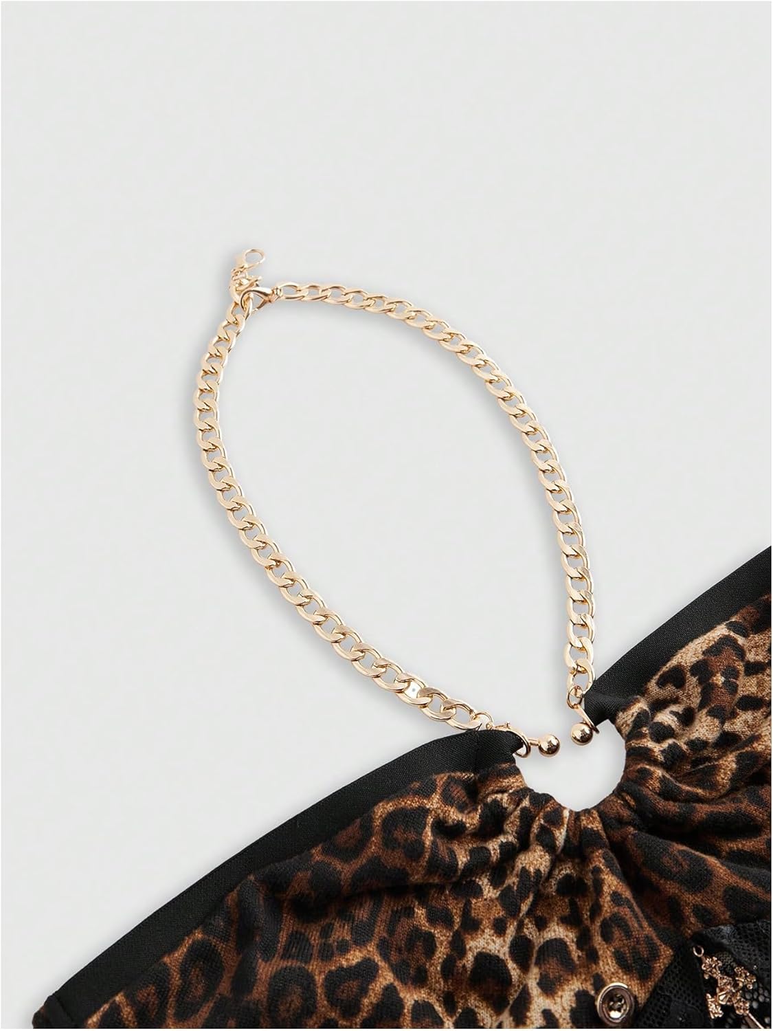 Floerns Women's Y2K Leopard Floral Lace Halter Top Sleeveless Split Party Club Going Out Tops - Image 3