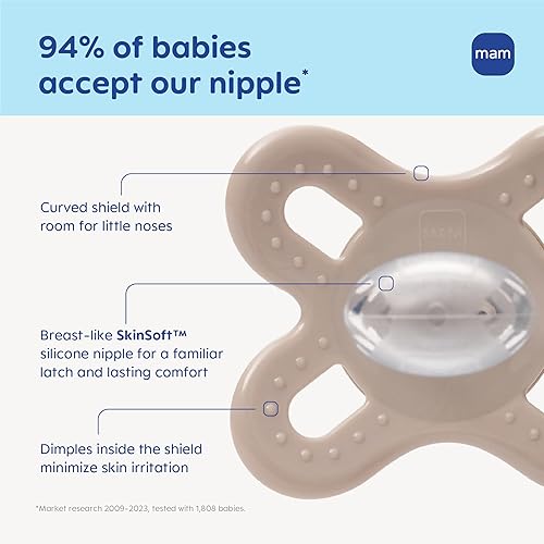Miniatura 3 de MAM Chupetes originales Start Night para bebé, Chupete para 0-3 meses, pezón de silicona sin BPA, fácil de limpiar, lo mejor para bebés recién