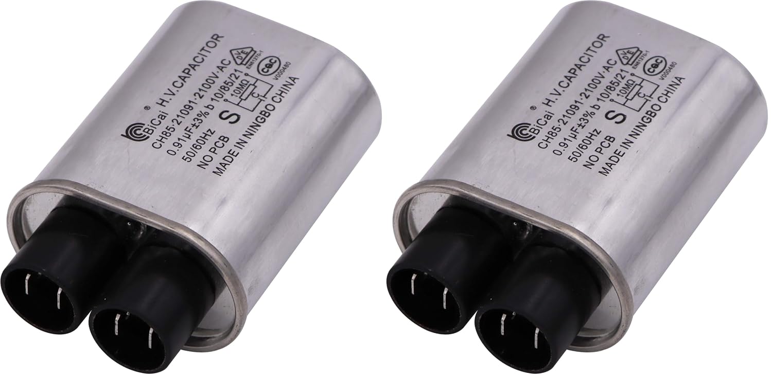 Meter Star CQC Universal Household Microwave HV Capacitor Replacement 2100V 0.91uF MFD Compatible ch85 21091 AC H.V.Capacitor 10/85/21 50/60Hz NO PCB