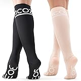 Momcozy Compression Socks for Women - 2 Pack 15-20 mmHg Graduated knee-high Compression Socks for Pregnancy, Nurses, Travel