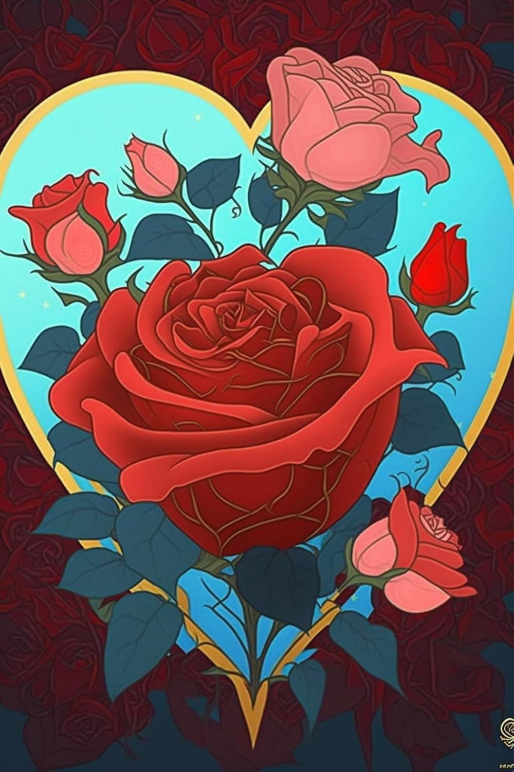 ZKOPAVS Diamond Painting Kits for Adults Full Drill Rhinestone Paintings Canvas Arts and Crafts for Home Decor 20x20 Inch Red Roses and Love