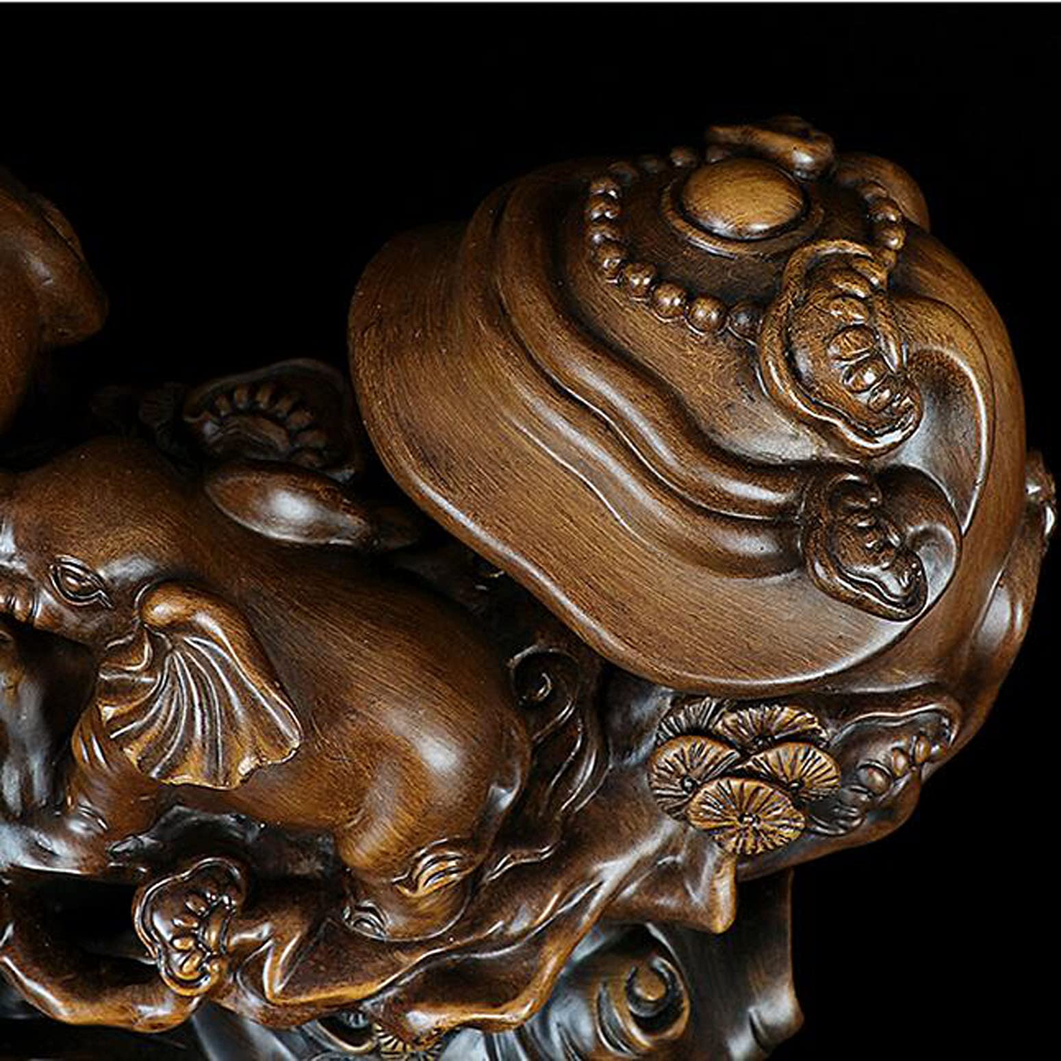Sculture Statue Figure Decorative di Elefante in Legno, Statue Decorative di Elefante Portafortuna, Scultura in Resina di Elefante, Oggetto Decorativo, Marrone, 40 x 12 x 21 cm