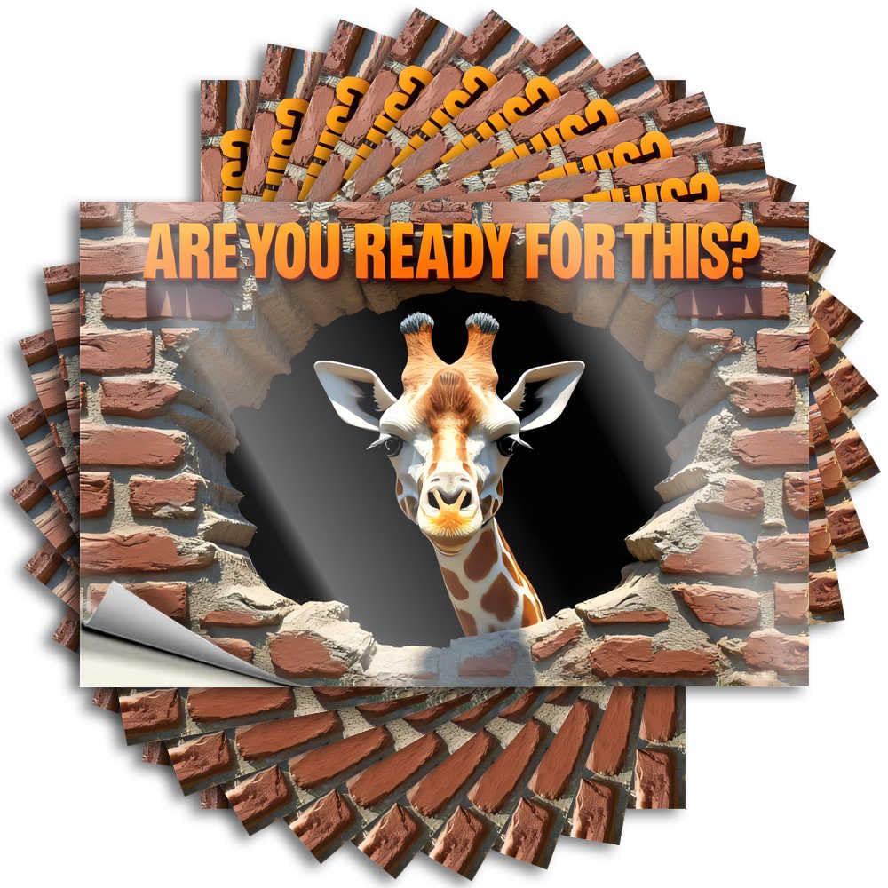 Giraffe Breaks Through The Wall Rv Camping Accessories Interesting DIY | Reading Funny Sticker Cover Removable Vinyl Sticker Decal(6X9CM)