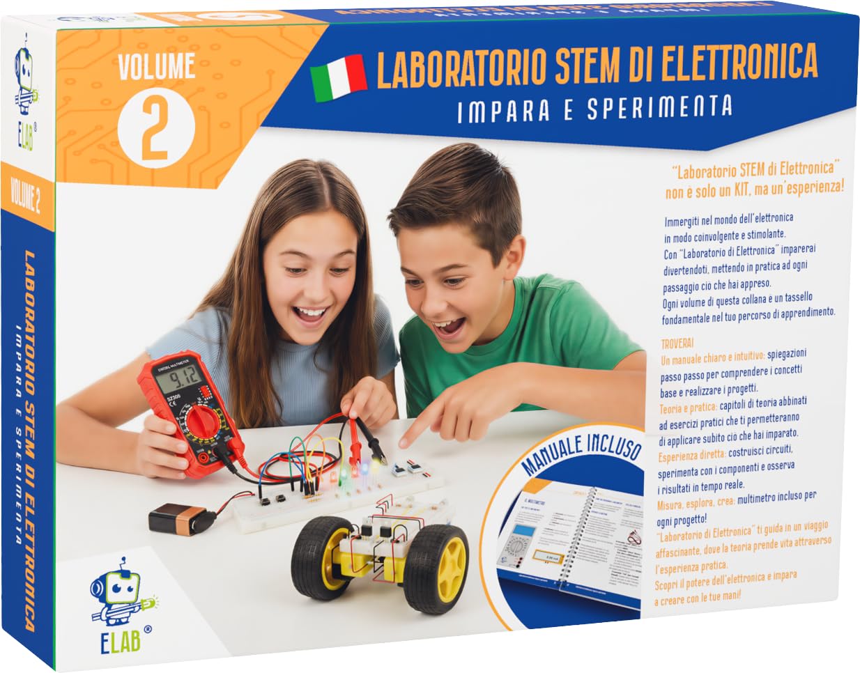 ELAB – Laboratorio di Elettronica: Impara e Sperimenta VOLUME 2 | Con manuale avanzato: approfondiamo il Volume 1 e introduciamo nuovi argomenti e circuiti reali