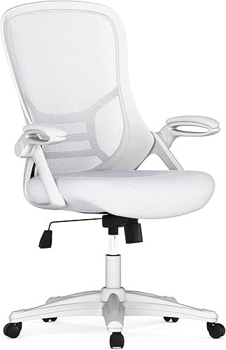 Miniatura 27 de Flash Furniture Porter - Silla de oficina giratoria ergonómica de malla negra con marco negro y brazos abatibles Negro