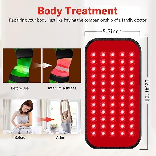 Miniatura 6 de Cinturón de terapia de luz roja, terapia de luz infrarroja 3 en 1 con cuentas LED para cuerpo, envoltura portátil con temporizador para espalda,