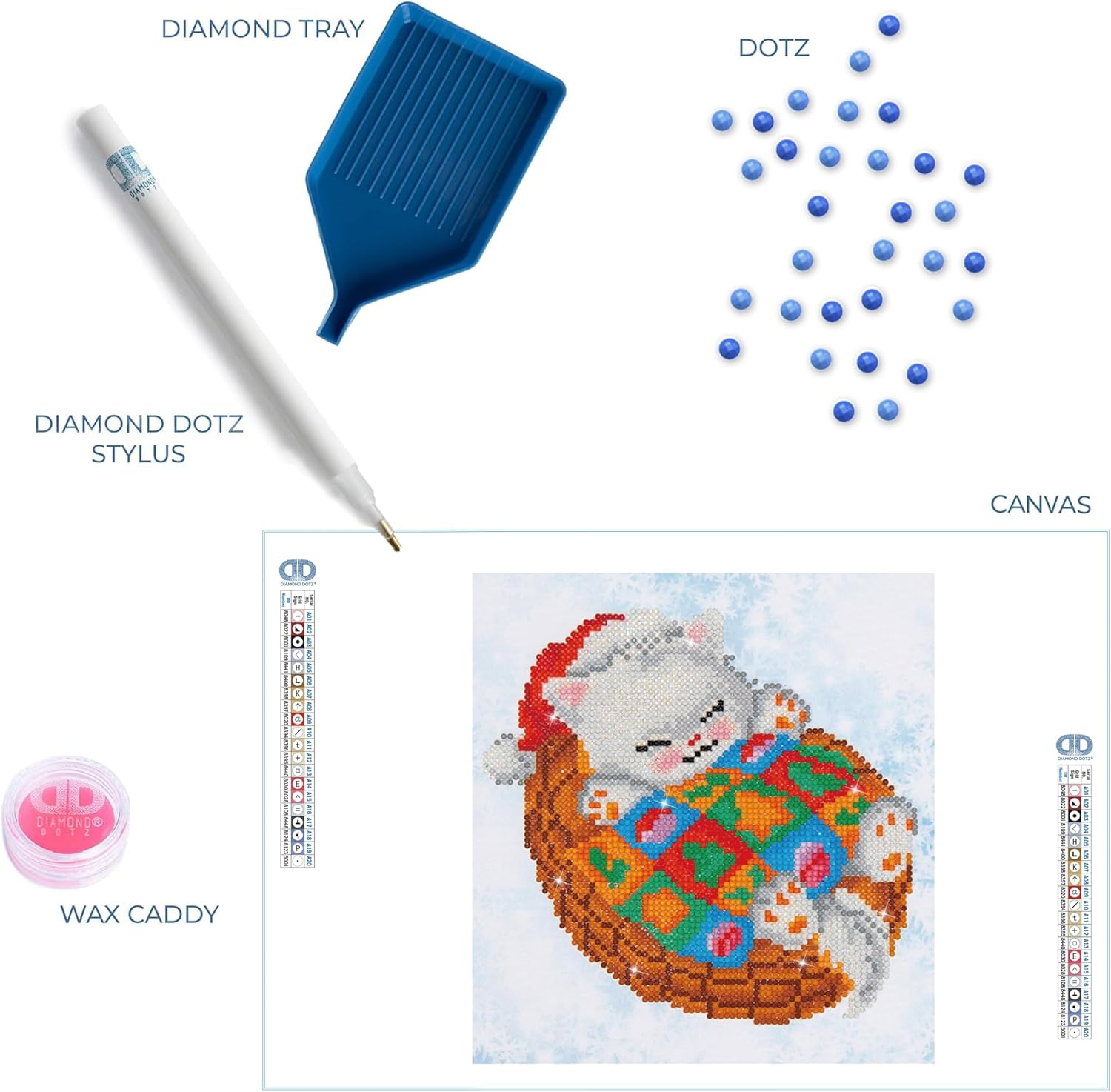 DIAMOND DOTZ Snug Christmas Kitty Cat Diamond Painting Kits for Adults - Diamond Art Kits a Relaxing Creative Craft Kit with Dotz Gems 9.5"x9.9"