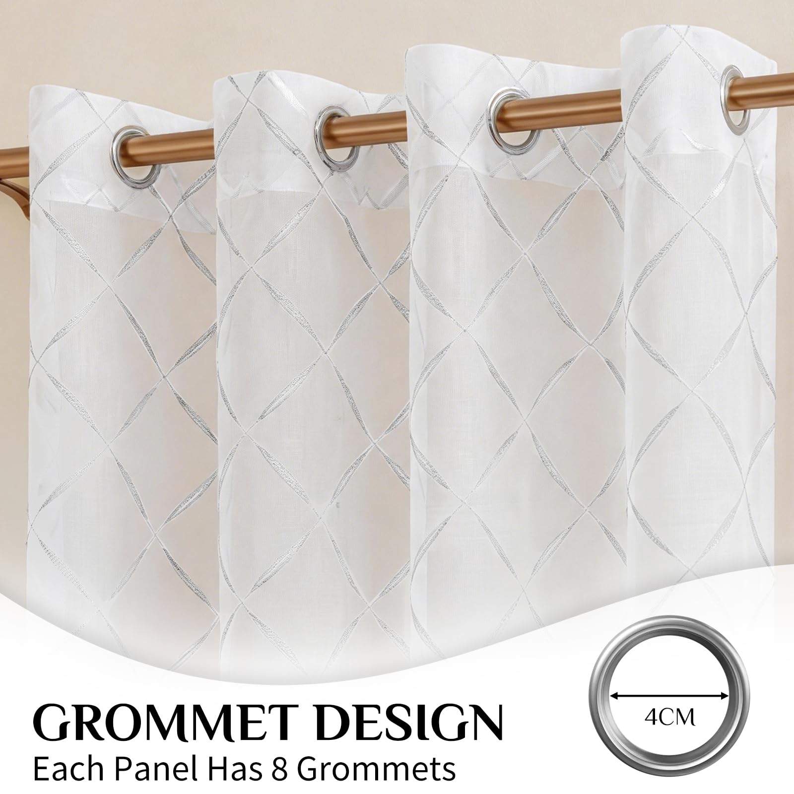 Ystyle Voile Gardinen Vorhänge 2er Set, 140x225cm, Transparente Vorhang Für Wohnzimmer Schlafzimmer Kinderzimmer Dekoschal, Gardinen Mit Ösen, Luftig Vorhang Durchlässig Sheer, Weiß