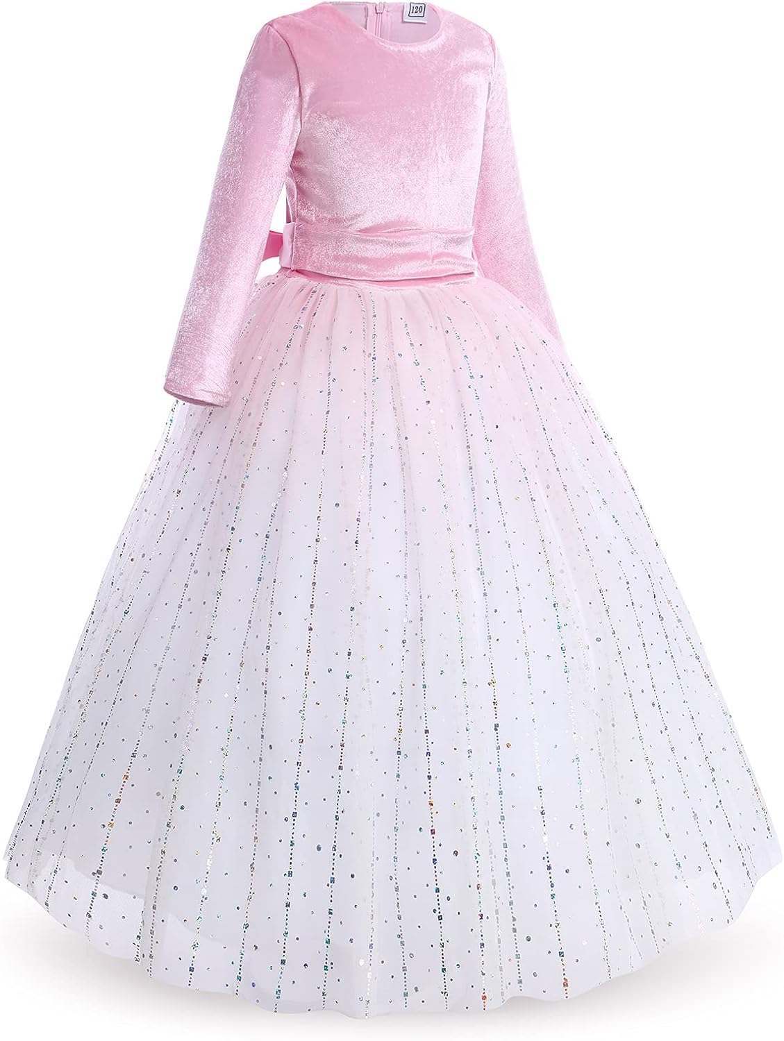 Flower Girl Velvet Floral Gradient Sequins Dress for Kids Wedding Bridesmaid Pageant Communion Formal Princess Puffy Gown