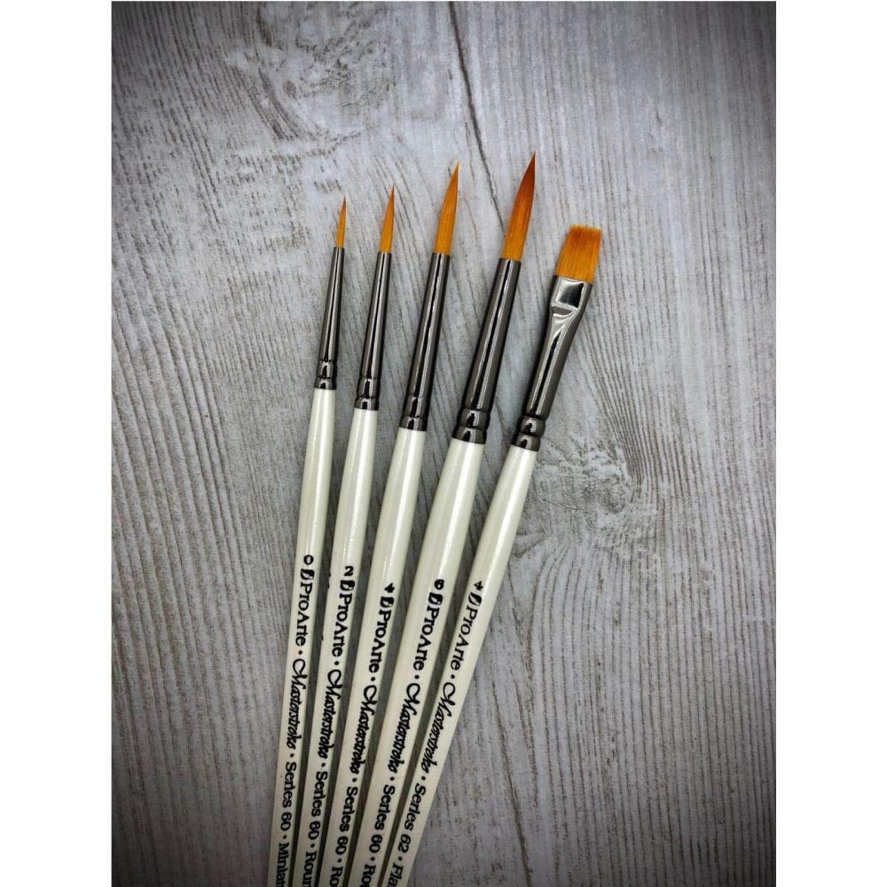 Pro-Arte White Masterstroke Series 60 Round Paint Brush Set (L, Mixed Media, Synthetic)