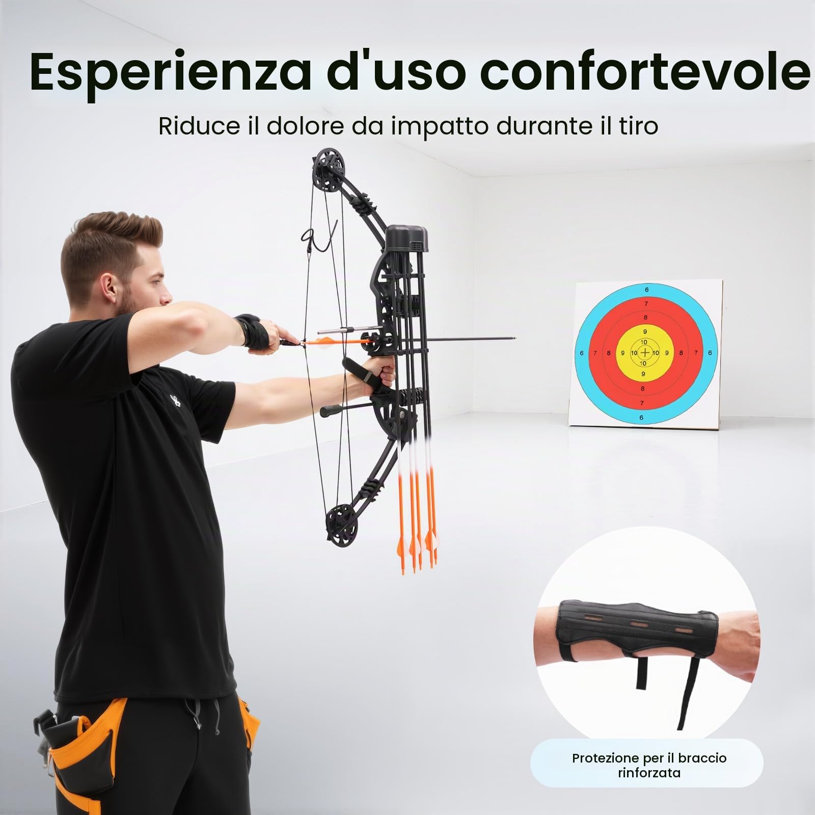 Arco composito per adulti, arco sportivo + 12 frecce, peso regolabile per attività all'aperto, caccia, tempo libero ed eventi sportivi