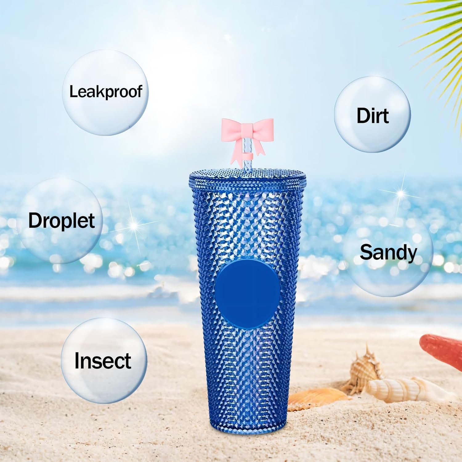 Bow Straw Topper for Starbucks Cup, 7-8mm (0.31inch) Cute Silicone Straw Cover for Tumblers, Dust-Proof Reusable Accessories Cap for Starbuck, Pink, Blue, Purple - Image 4