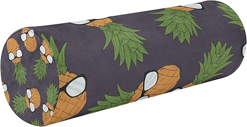JUNZAN Copas de piña almohadas decorativas para sofá, almohada decorativa para el cuello, fundas de almohada redondas para cuello con cremallera