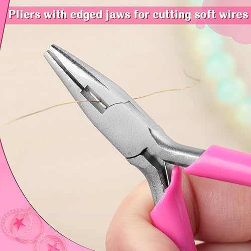 Miniatura 17 de SPEEDWOX Mini alicates de punta larga de 3 pulgadas con mango de PVC rosa para fabricación de joyas, envoltura de alambre, cuentas, manualidades