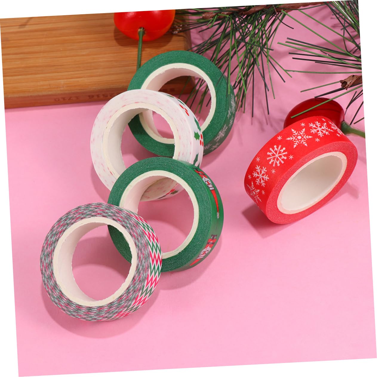 Operitacx Rollos navideña washi Tapes washi -Tape Decorativa Artesanal Mini Tarjetas de Navidad Pegatinas decoración Bricolaje Decorativa Regalo Papel