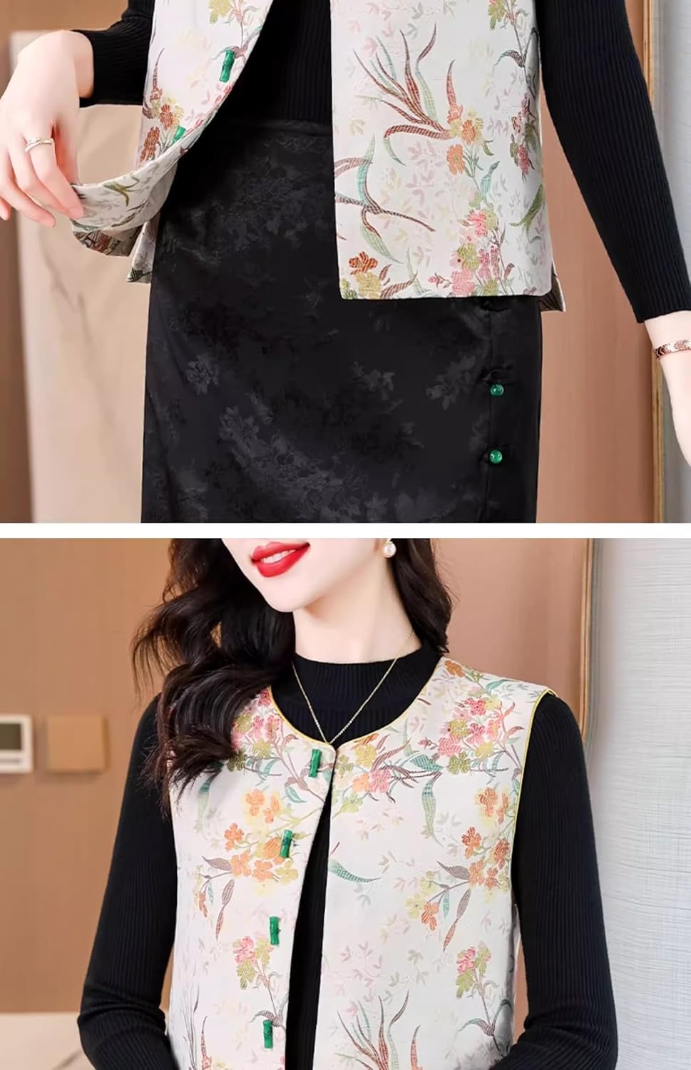 LIXINGHEITANG New-Chinese style vest for women, spring and autumn Chinese embroidered vest, mother's suit