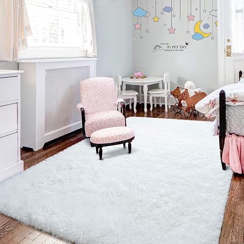 Miniatura 87 de Toneed Alfombra esponjosa para dormitorio, sala de estar, 6 x 9 pies, color beige, alfombra lanuda súper suave y moderna, alfombra de felpa mullida