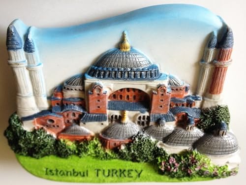 Miniatura 3 de Tiny Hagia Sophia Área histórica de Estambul, Turquía Türkiye Asia occidental Atracciones turísticas Resina Refrigerador Imán Viajero Recuerdo