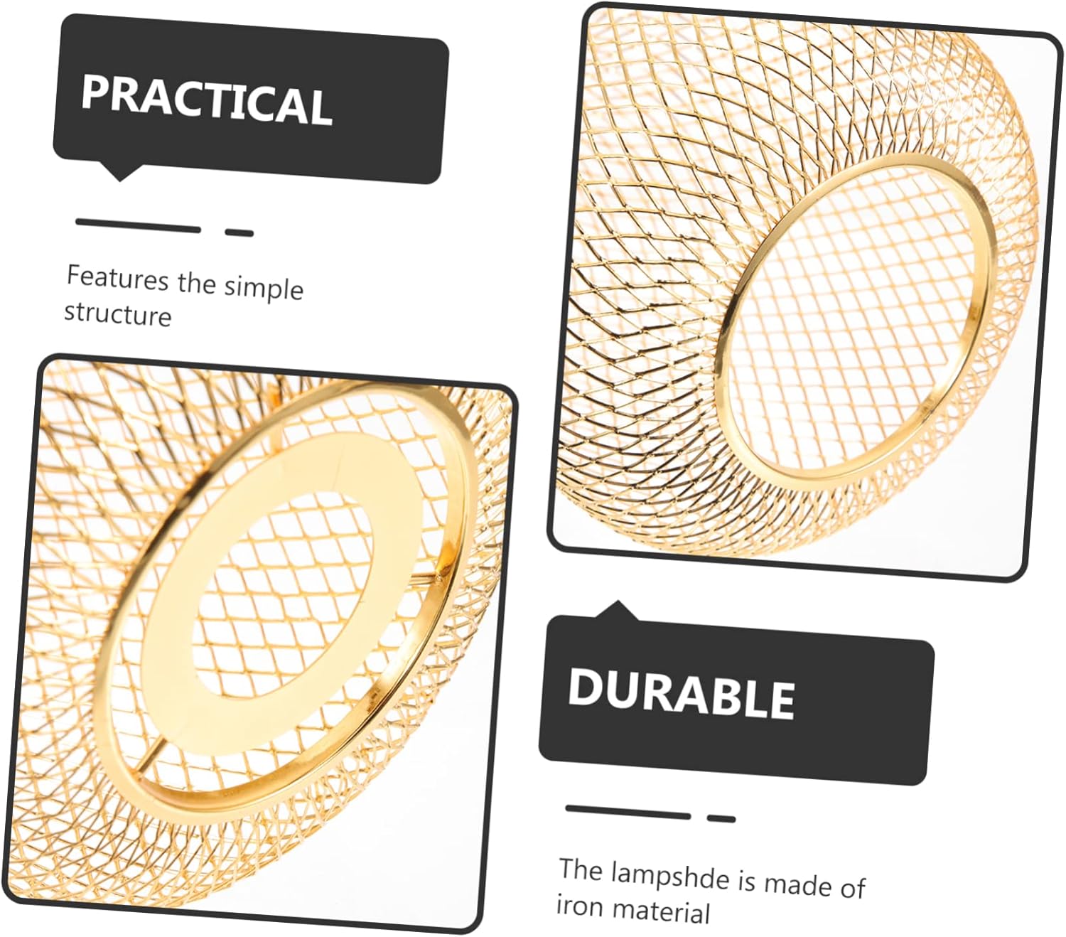 DOITOOL 2pcs Ceiling Light Shade Mesh Design Industrial Style Metal Lampshade for Entryway Kitchen Bathroom Bedroom Nursery Office and Restaurant Decor Easy to Install Iron Construction