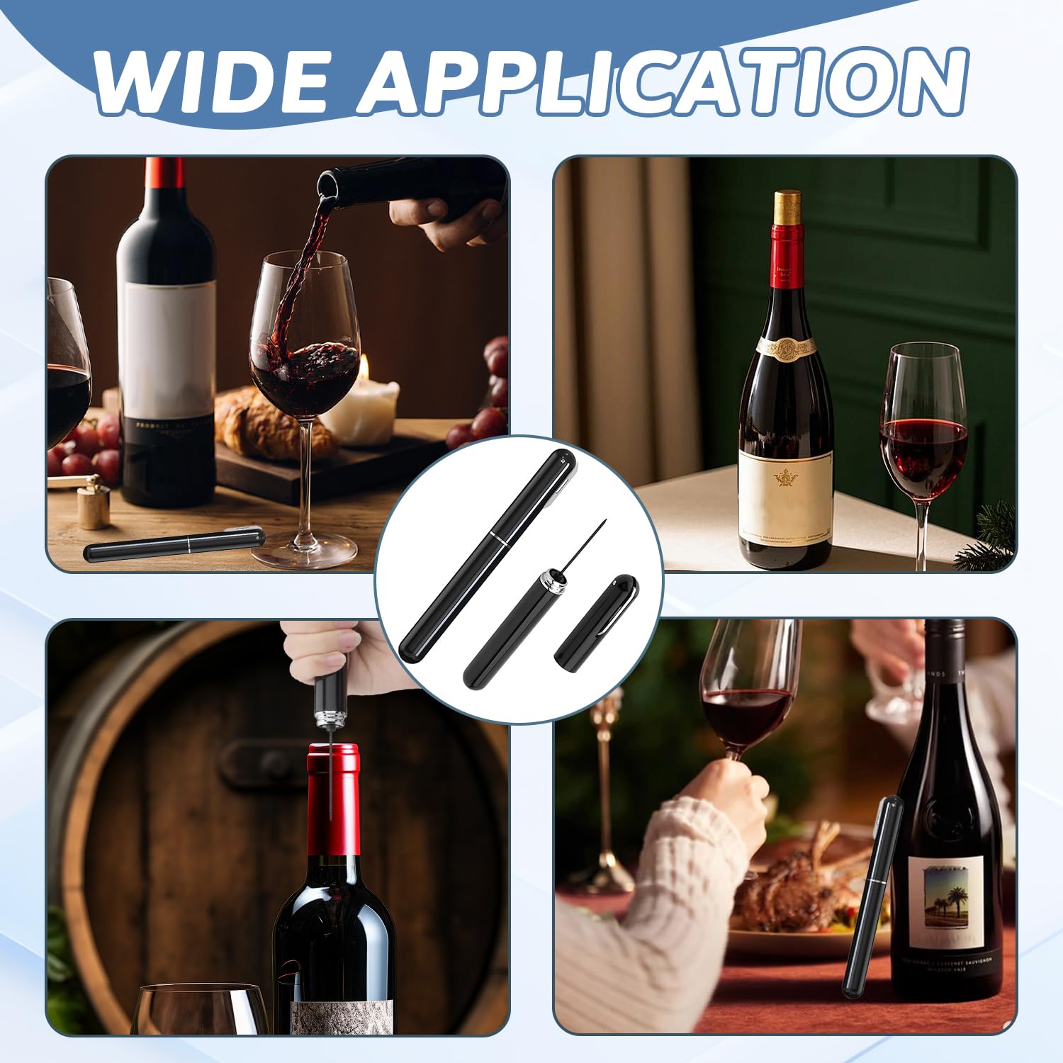 Abridor de vino 2 en 1 con aire comprimido y cortador de papel de aluminio, sacacorchos manual portátil, apertura rápida de botellas con aire comprimido para amantes del vino, viajes, hogar y restaura