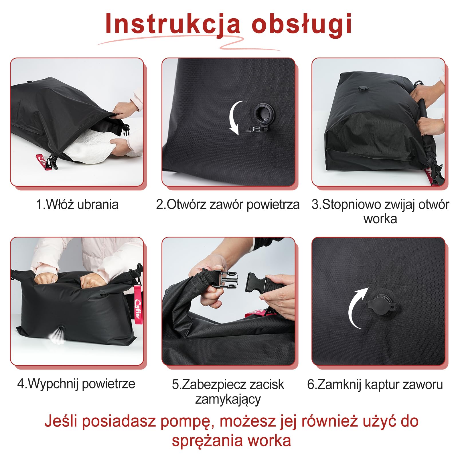 CYFIE Podróżny worek próżniowy na ubrania, 62 x 49 x 15 cm, 25 l, wielokrotnego użytku, worek na pranie, podróżny worek na pranie, torba kompresyjna, nylon 70D + TPU, składany, do pływania, fitnessu