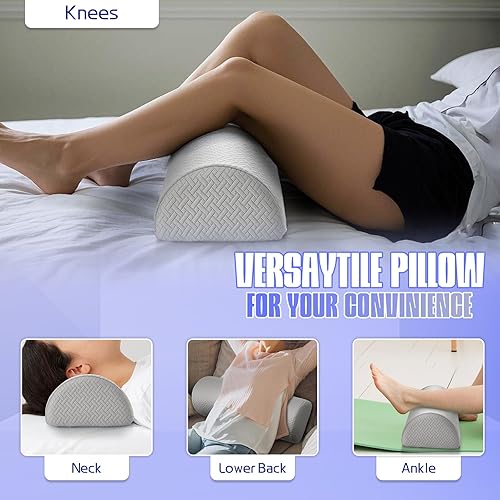 Miniatura 7 de Almohada de rodilla para dormir de espalda, almohada de apoyo debajo de las piernas para dormir de espalda, almohada de media luna para la parte