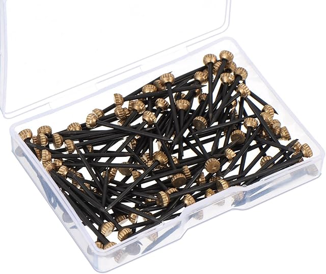 60 Pieces Picture Pins Brass Head Hanging Pins Nail Hook Pins with Plastic Storage Box