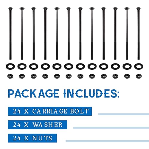 Miniatura 17 de Zonon Juego de 12 pernos de carro galvanizados de 3/8 x 6 pulgadas, color negro, incluye arandelas resistentes a la corrosión y tuercas