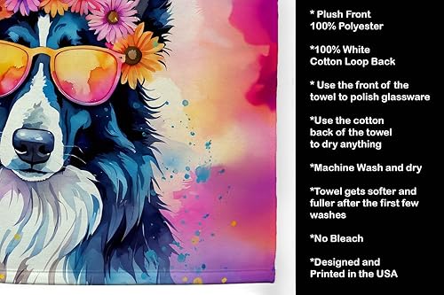 Miniatura 5 de Caroline's Treasures DAC2466KTWL Border Collie Hippie Dawg - Toalla de cocina para invitados, toalla de baño decorativa para cara, té, paño de