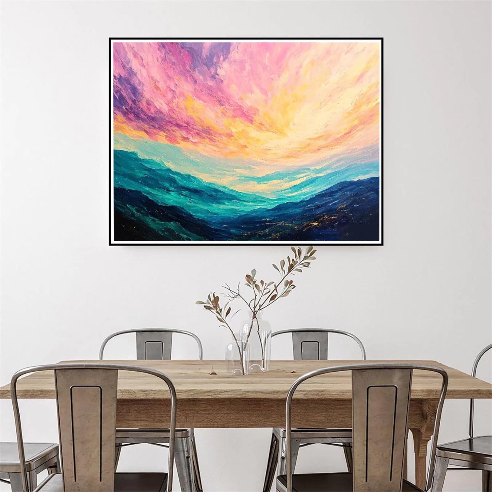 Kit de Pintura por Números, Color Cielo Pintar por Numeros Adultos, DIY Paint By Numbers Kit Pintura Niños, con Pinceles y Pinturas Acrilicos, Lienzos para Pintar Pinturas (Sin Marco) 80x110cm M-32