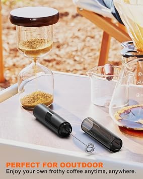 Electric Milk Frother Handheld Foam Maker, Black
