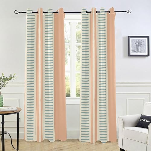 Miniatura 1 de Wudan Beige Stripe Blackout Curtain 84 inches Length Curtains Blackout for Bedroom & Living Room Room Darkening Curtains Curtains & Drapes Decor