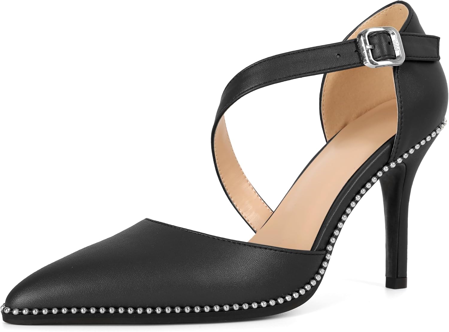 Esvowido Women Pumps - Beaded Pointed Design