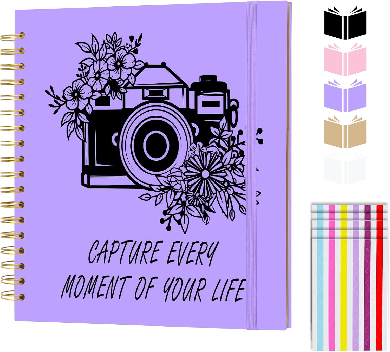 Scrapbook Album 10x10 inch, Travelling Journal Scrap Book Family Scrapbook Scrapbooking Supplies Kits Gift for Couples Anniversary Wedding (purple, 10 x 10 inch)