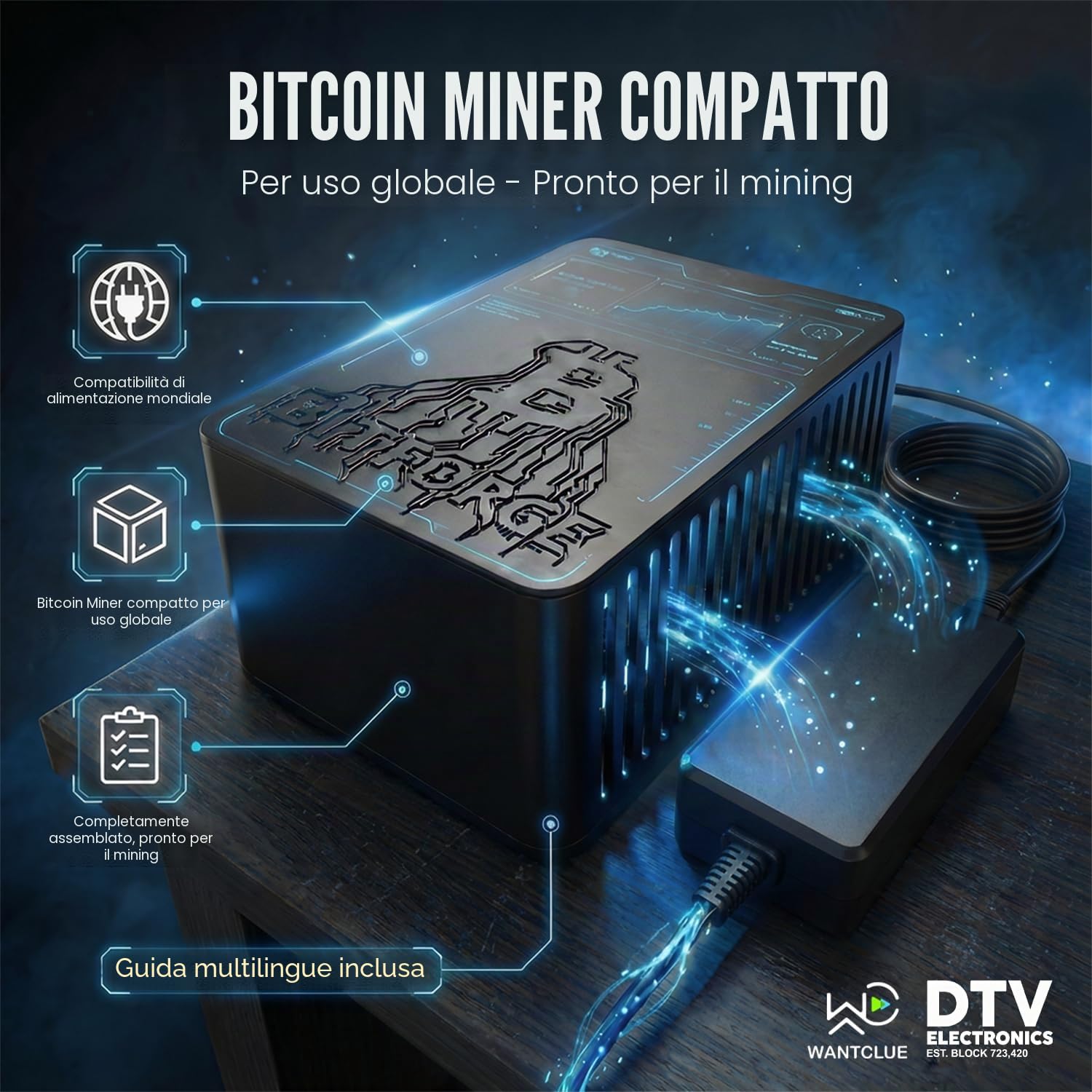 Bitcoin Bitforge Nano, doppio ASIC BM1370, frequenza hash 2,5 TH/s | Design open source, 12 V, ASIC a basso consumo, prestazioni regolabili, controllo web standalone, PSU multiregione