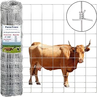 10 Gauge Cattle Fence Panels 4 ft x 165 ft - Galvanized Farm Fence for P...