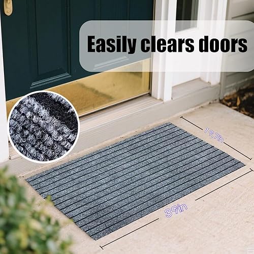 Miniatura 6 de Antenat Paquete de 2 tapetes de puerta de perfil bajo para interiores y exteriores, tapetes duraderos para zapatos, puerta delantera, hogar, patio,