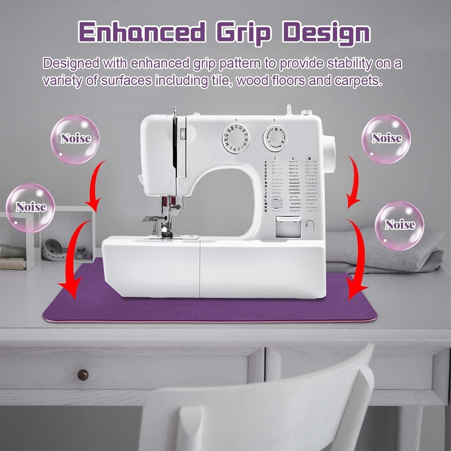 2 Pcs Sewing Machine Muffling Mat Foot Pedal Mat,2 Sizes Machine Non Slip Pad, Reduce Vibrations Noise No Slip,Sewing Machine Accessories for Quilting Embroidery