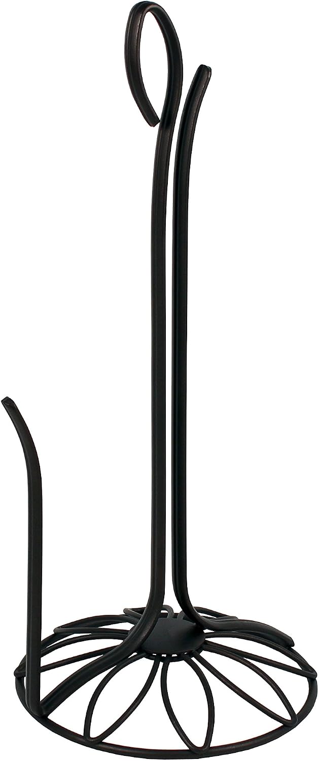 Spectrum Diversified Leaf Paper Towel Holder for Storage and Organization of Kitchen Countertop and More, Black