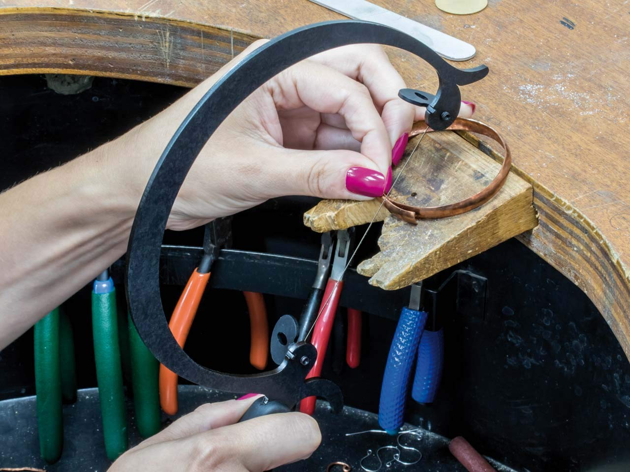 Greenlion Jewellers Piła ramowa z ergonomicznym gumowym uchwytem i stalową ramą, głębokość cięcia 108 mm