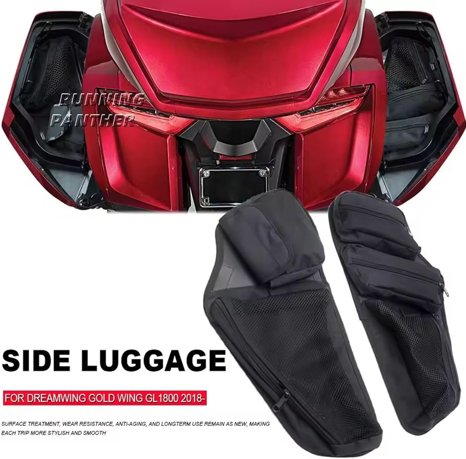 Motorcycle Side Case Trunk Storage Gear Bag Pocket for Honda Gold Wing Tour DCT Airbag 1800 GL1800 F6B GL 1800 2018-Up Trunk Lid Saddlebag Organizer Saddle Bags Lid Organizers