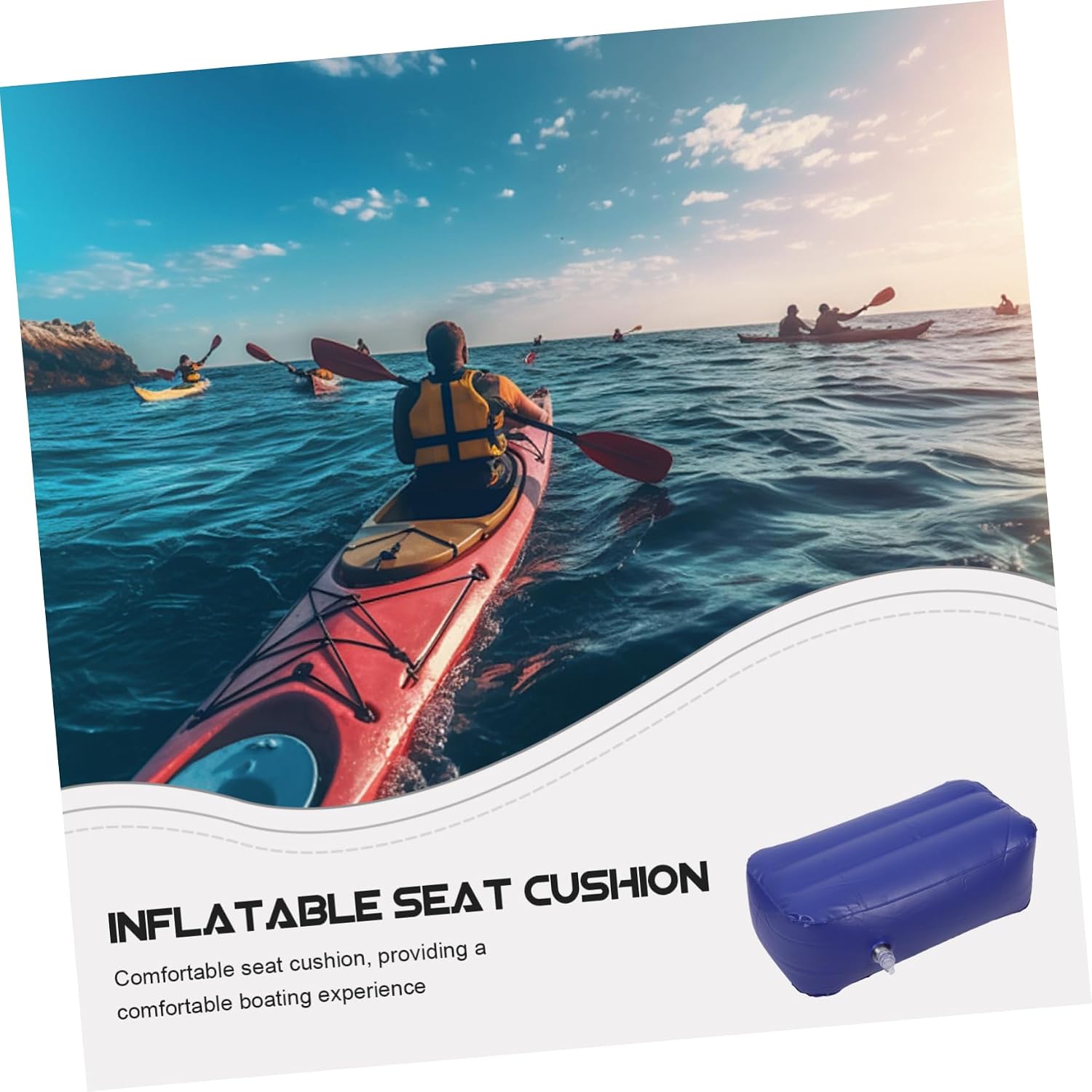 Kisangel Boat Seat Cushion for Kayak Inflatable Pad Comfortable PVC Inflatable Saddle