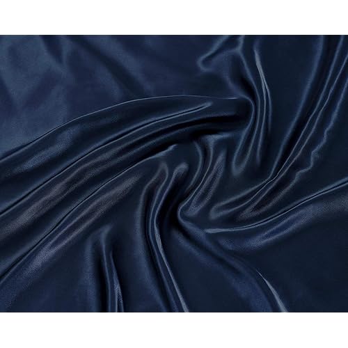Linen Plus Satin Sheet Set Soft Silk Cozy Solid New (Navy Blue, Full)