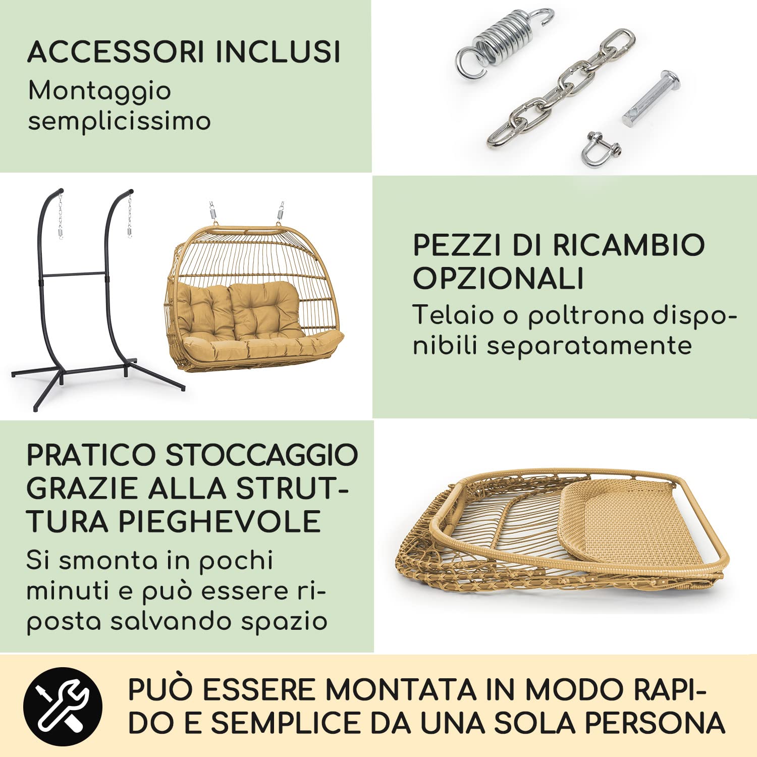 Copertura Per Poltrona Sospesa Bella Donna - Impermeabile, Poliestere, Nero, Compatibile Blumfeldt - Foto 5