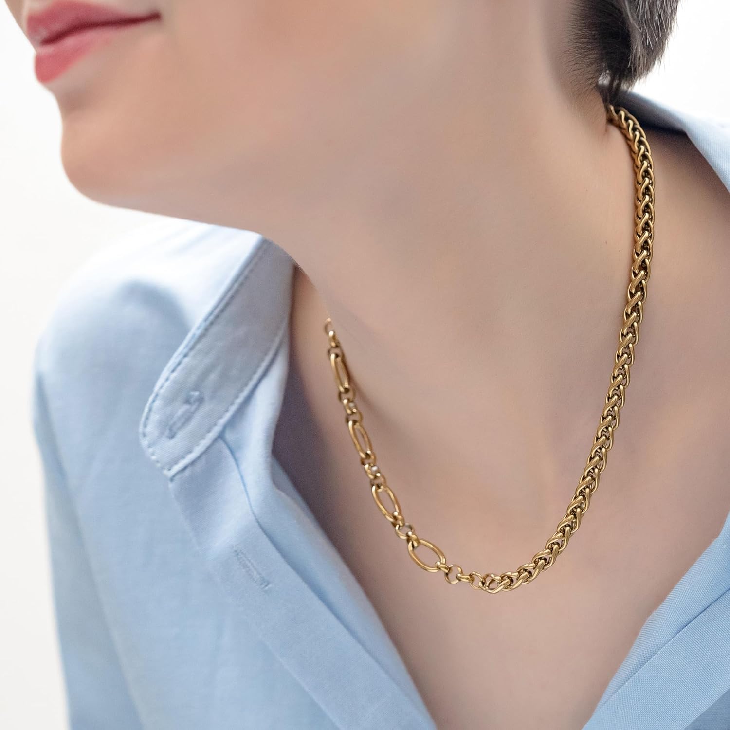 Necklace Chain | Waterproof 18K Real Gold Plated | Silver Necklace | Non Tarnish, PVD Coated | Chunky Necklace | Chunky Jewelry | Fashion Accessories - Image 5