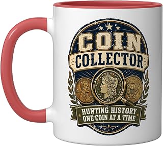 Numismatist Coin Collector Numismatics Coin Collecting Ceramic Mug, Red/White, 11oz