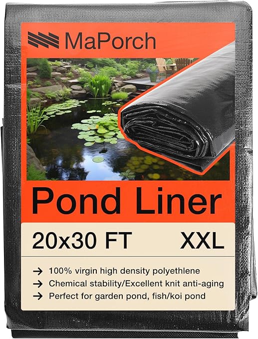 MAPORCH Pond Liner 20 x 30 FT Waterproof 100 HDPE