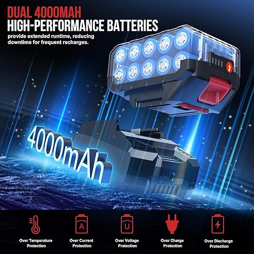 Miniatura 5 de Llave de impacto inalámbrica de 1107 pies-libras (1500 Nm) - Pistola de impacto de potencia sin escobillas de 12 pulgada 21 V con baterías de 2 x