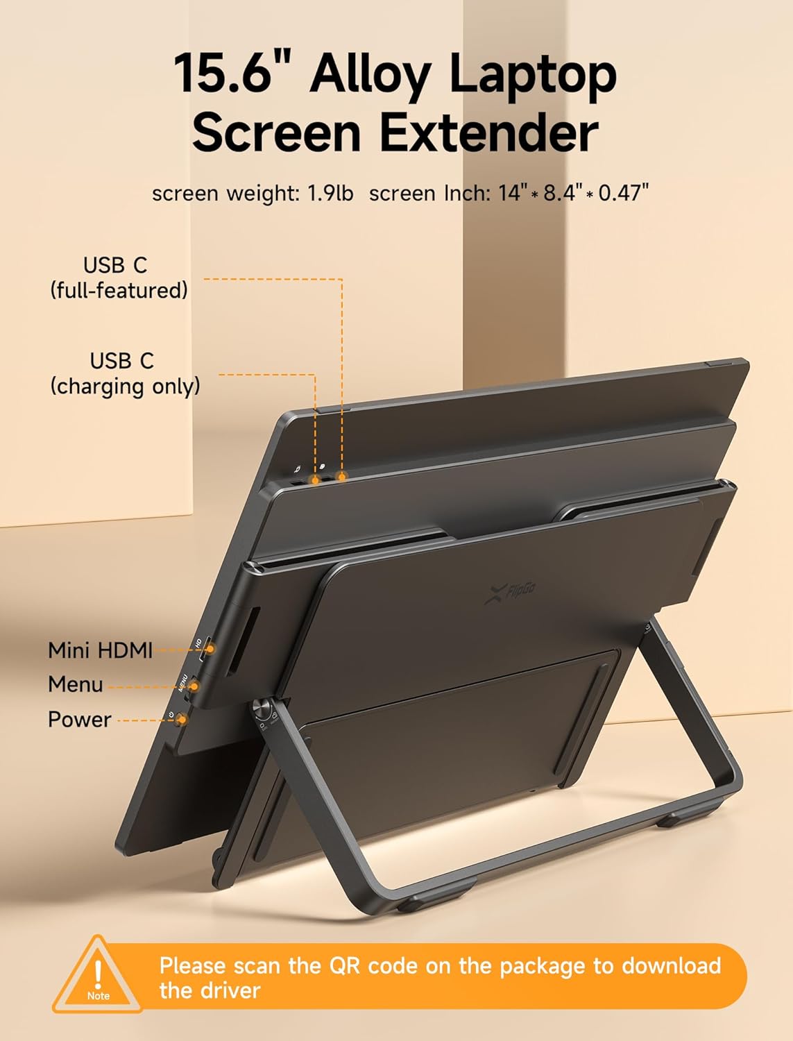 JSAUX FlipGo Horizon Pro Laptop Screen Extender 15.6 Inch, Patented Snap-Lock Technology, 1080P FHD IPS Dual Screen Monitor, Triple Screen Laptop Monitor Extender Compatible with Windows/macOS/MacBook
