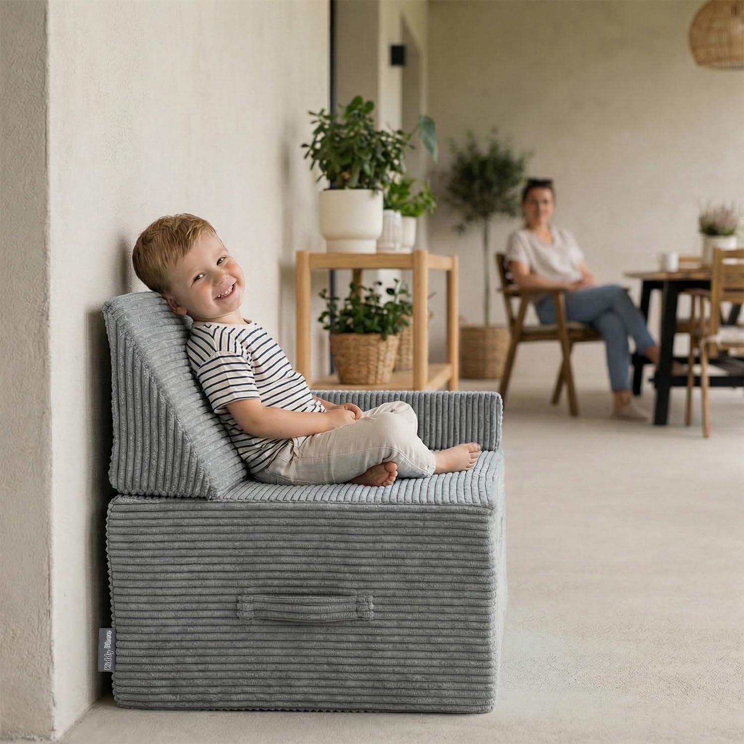 KiddyMoon Hüpfpolster Für Kinder Hüpfmatratze Kinder Trampolin Für Zuhause Turnmatte Matratze Zum Hüpfen Abnehmbarer Bezug Waschbar, Dunkelgrau